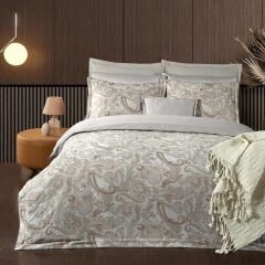 Sarev Fredo Jakarlı Saten Nevresim Takımı Çift Kişilik Mocha