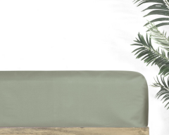Sarev Monochrome Çift Kişilik %100 Pamuk Saten Fitted Çarşaf -Smoke Green