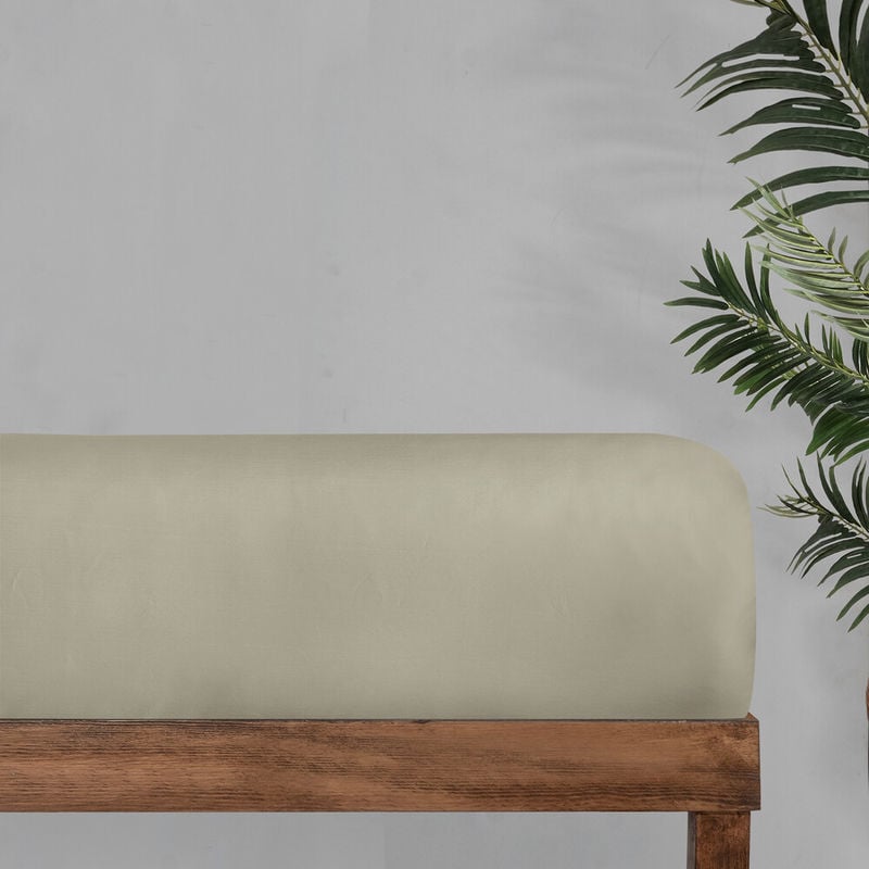 Sarev Monochrome Çift Kişilik %100 Pamuk Saten Fitted Çarşaf -Natural Beige
