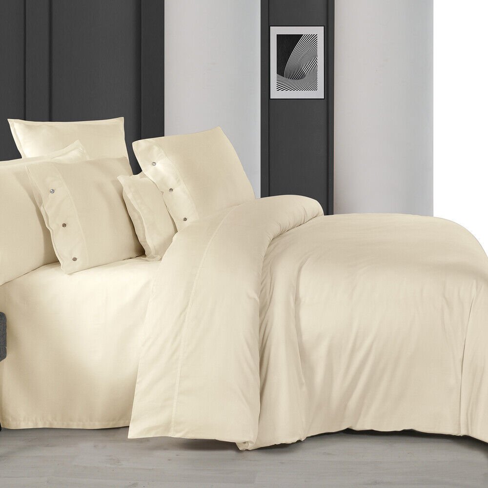 Sarev Monochrome Saten Tek Kişilik Krem Nevresim Takımı