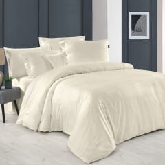 Sarev Monochrome Saten Çift Kişilik Cream Nevresim Takımı-Cream