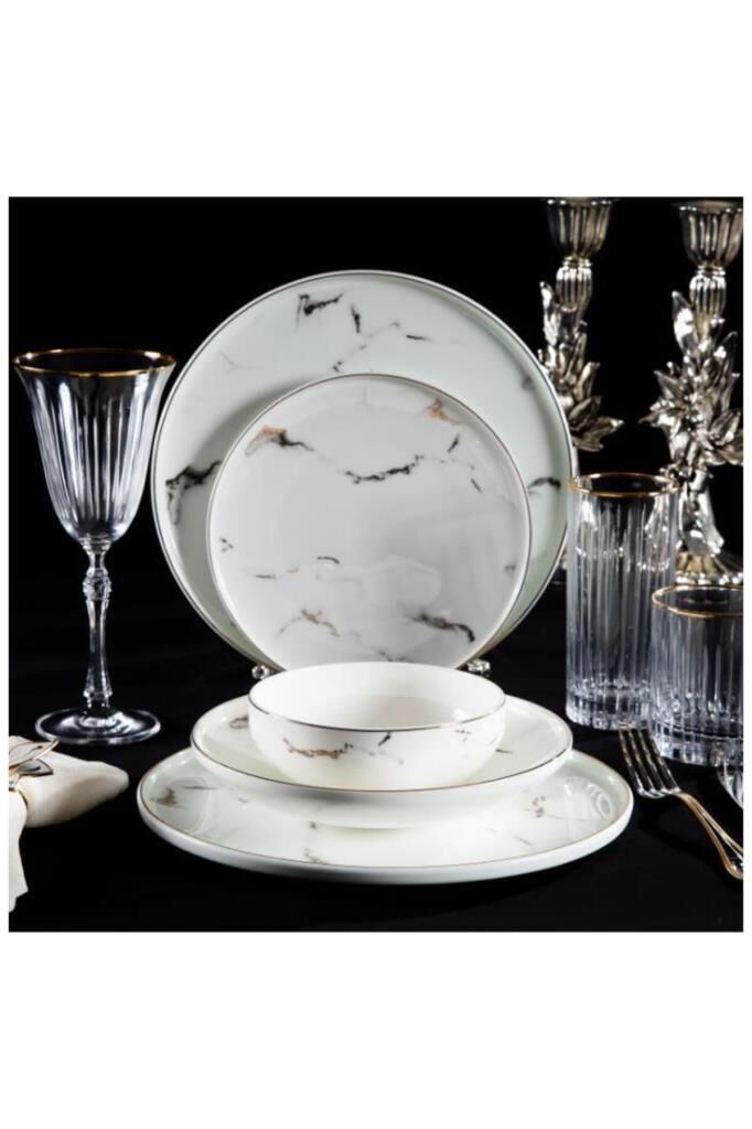 Massimo Marble Gold 6 Kişilik 24 Parça Yemek Takımı