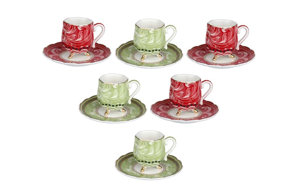 Lucky Art Lancelot Bone 6lı Ayaklı Kahve Fincanı Seti