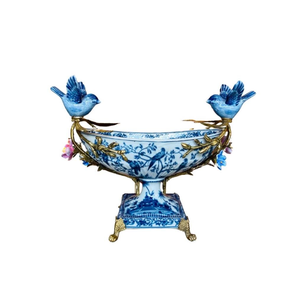 Lukcy Art Mavi Kuşlu Porselen Gondol 45cm
