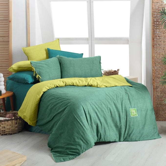 Sarev Montes Yeşil Çift Kişilik %100 Pamuk Fancy Poplin Nevresim Takımı
