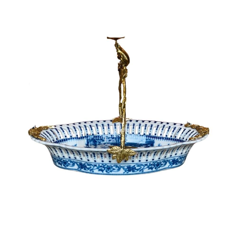 Lucky Art Mavi Kuşlu porselen Şekerlik 29cm