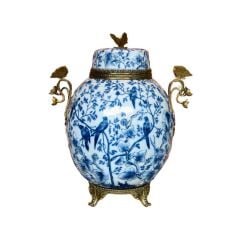 Lucky Art Mavi Kuşlu Porselen Küp 36cm