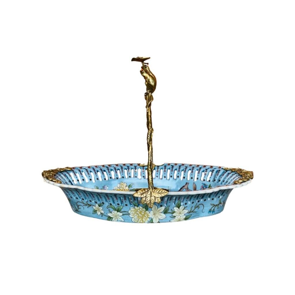 Lucky Art Renkli Kuşlu Porselen Şekerlik 29cm