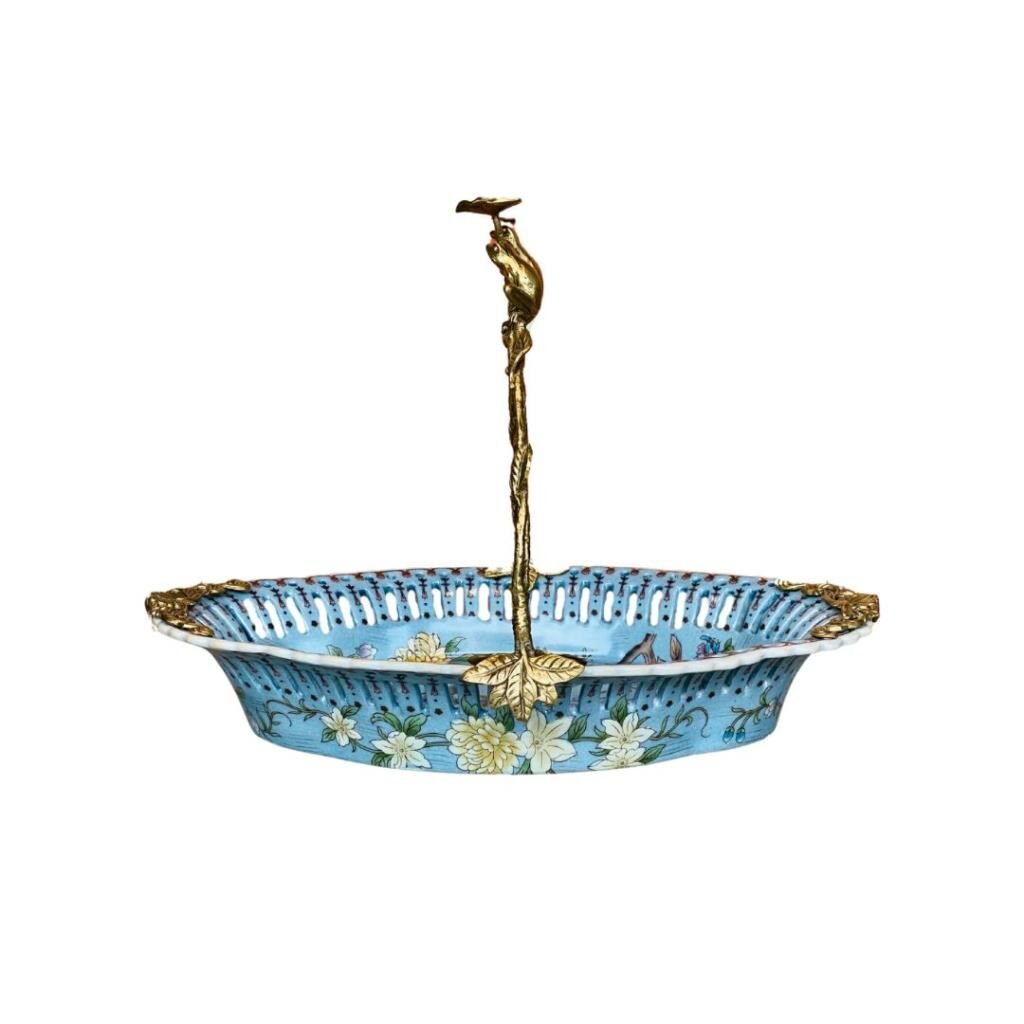 Lucky Art Renkli Kuşlu Porselen Şekerlik 29cm