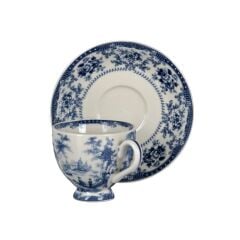 Lucky Art Florantine 4Lu Ayakli Kahve Fincani Seti Mavi