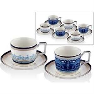 Joy Carmen Blue Banube 6Lı Çay Fincanı Seti 15X6,5Cm