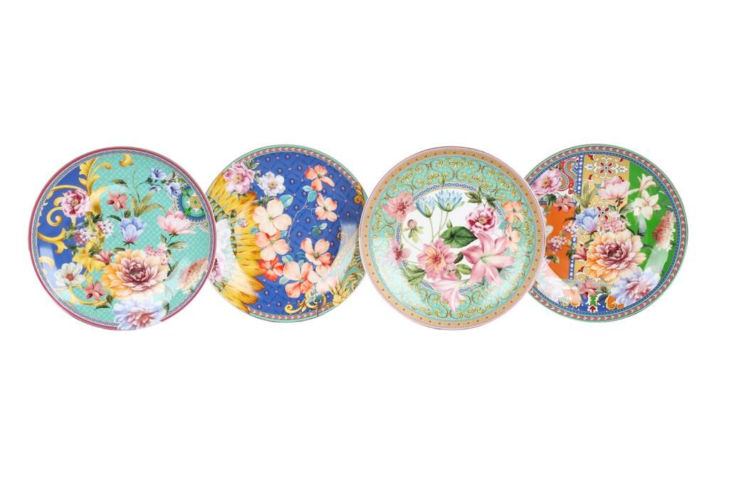 Lucky Art Camellia New Bone China Porselen 4 lü Yemek Tabağı Seti 24 cm