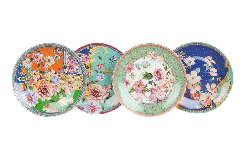 Lucky Art Camellia New Bone China Porselen 4 lü Pasta Tabağı Seti 20 cm