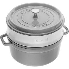 Staub La Cocotte Döküm Tencere Buharlı Pişirici İle | Grafit Gri | 26 Cm | 5,25 L | Yuvarlak