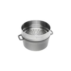 Staub La Cocotte Döküm Tencere Buharlı Pişirici İle | Grafit Gri | 26 Cm | 5,25 L | Yuvarlak