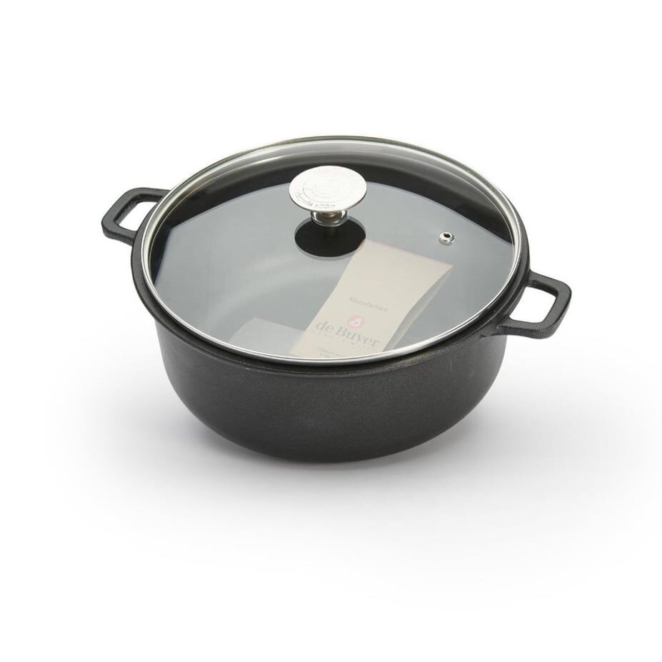 De Buyer Choc Extreme Yapışmaz Kaplama Cam Kapaklı Tencere 24 cm