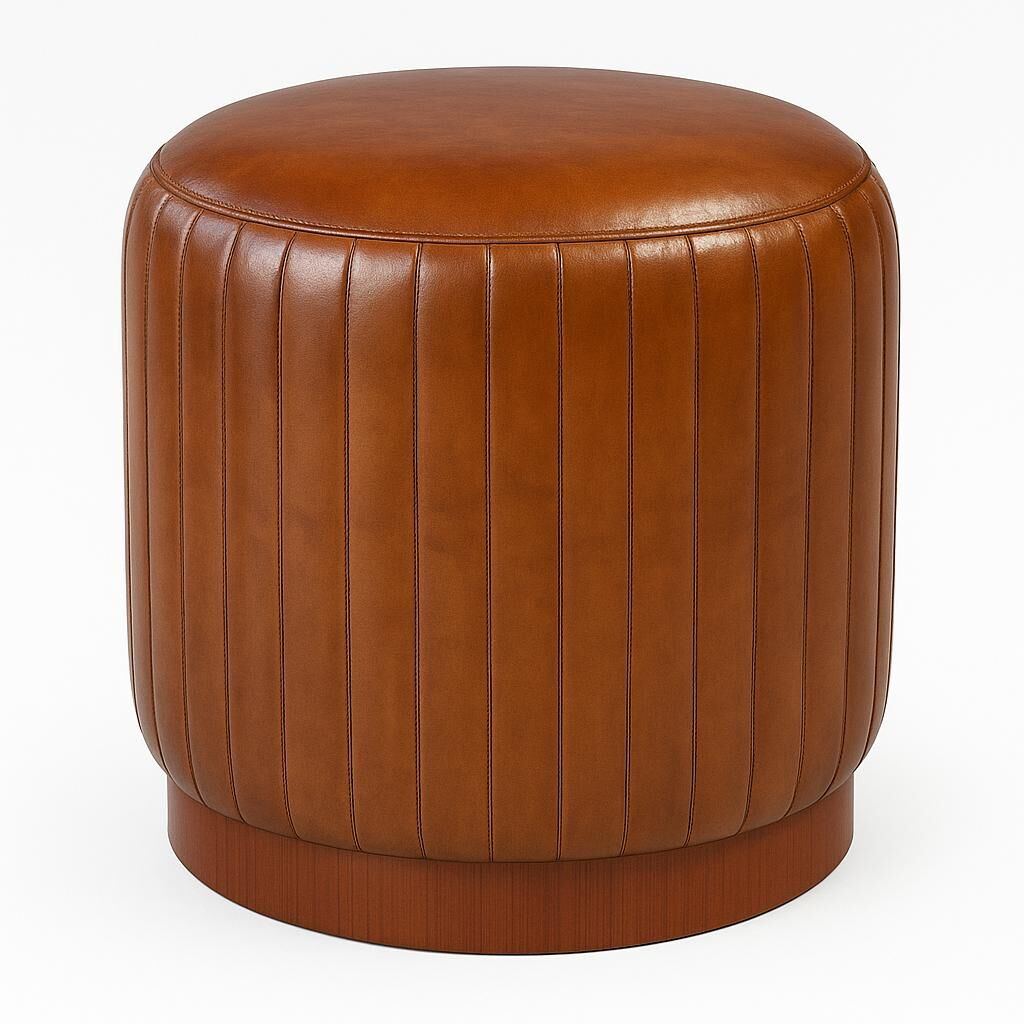 Lamedore Taba Rengı Derı Yuvarlak Puf 48X48