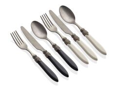 Rivadossi Laura Antico Siyah Beyaz 75 Parça Çatal Bıçak Seti