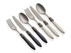 Rivadossi Laura Antico Siyah Beyaz 75 Parça Çatal Bıçak Seti