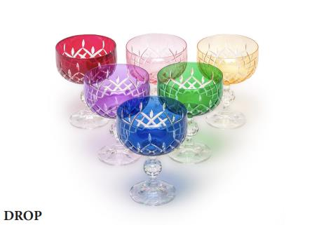 Bohemia Drop Renkli Kesme Dondurmalık / Çerezlik 200ml