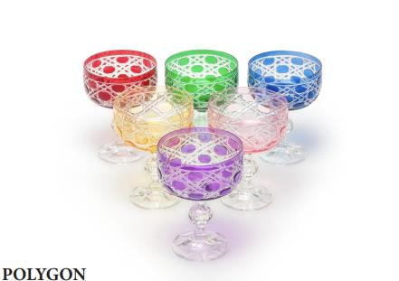 Bohemia Polygon Renkli Kesme Dondurmalık / Çerezlik 200ml