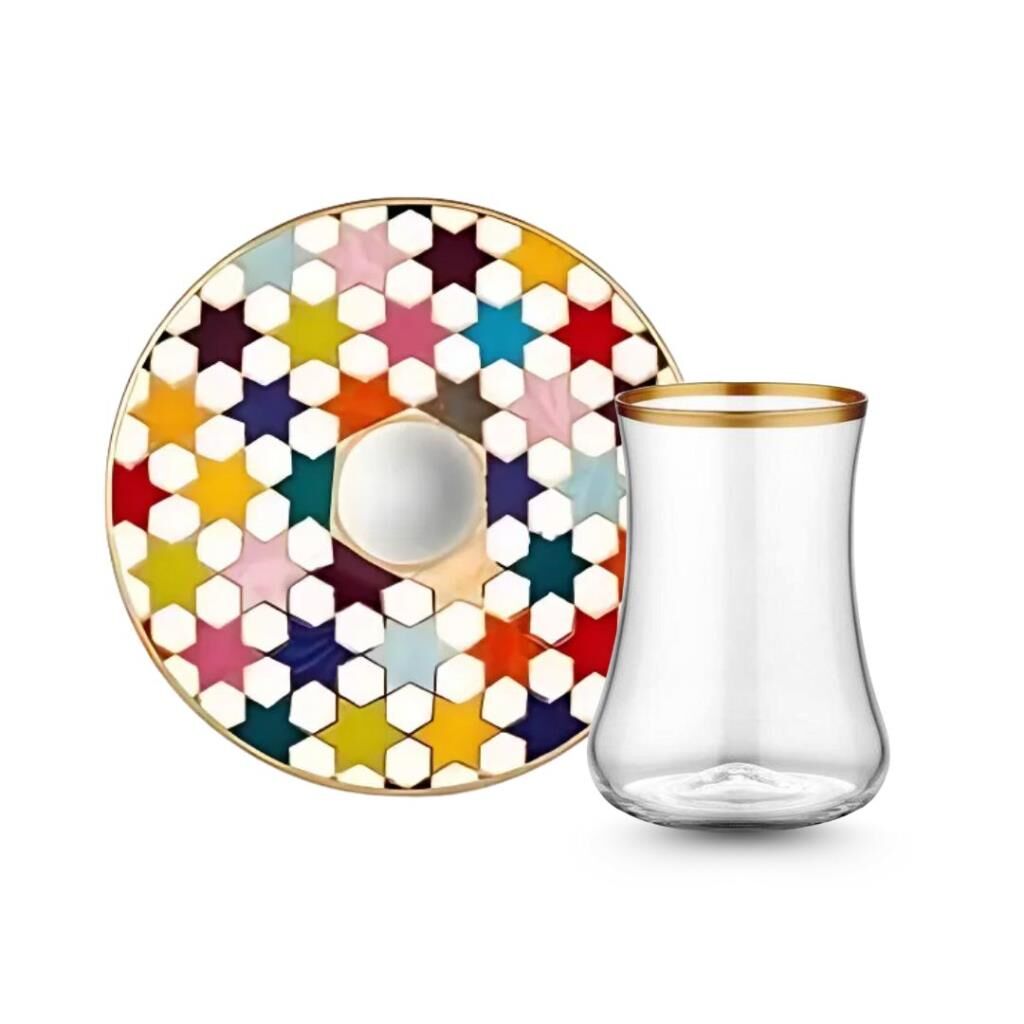 Koleksiyon Dervish Cay Seti 6Li Star Beyaz Parlak Altin