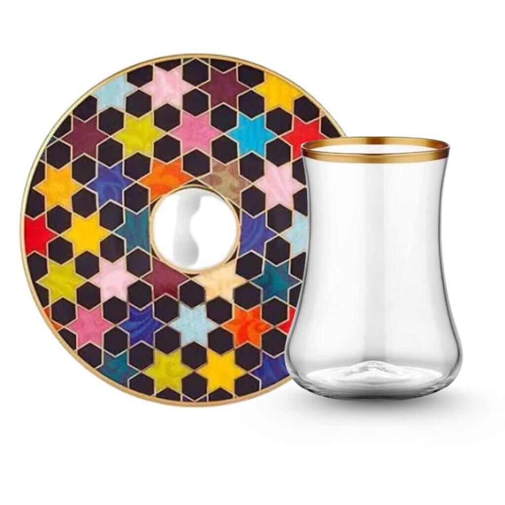 Koleksiyon Dervish Cay Seti 6Li Star Siyah Parlak Altin