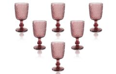 Lucky Art Celia 6 lı Pembe Cam Kadeh Seti