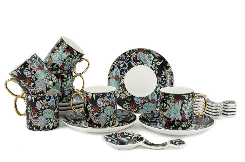 Mikasa Moor Garden Siyah 6lı Kahve Fincanı Seti 18prç 100cc