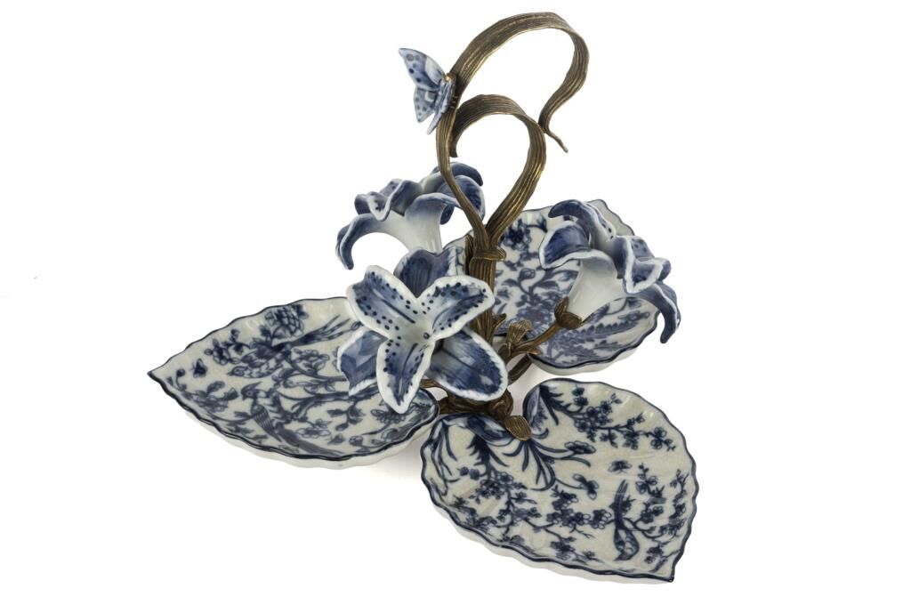 Mikasa Moor Mavi Bronz Kuş Çiçek Desenli 3lü Sunumluk 30x26cm