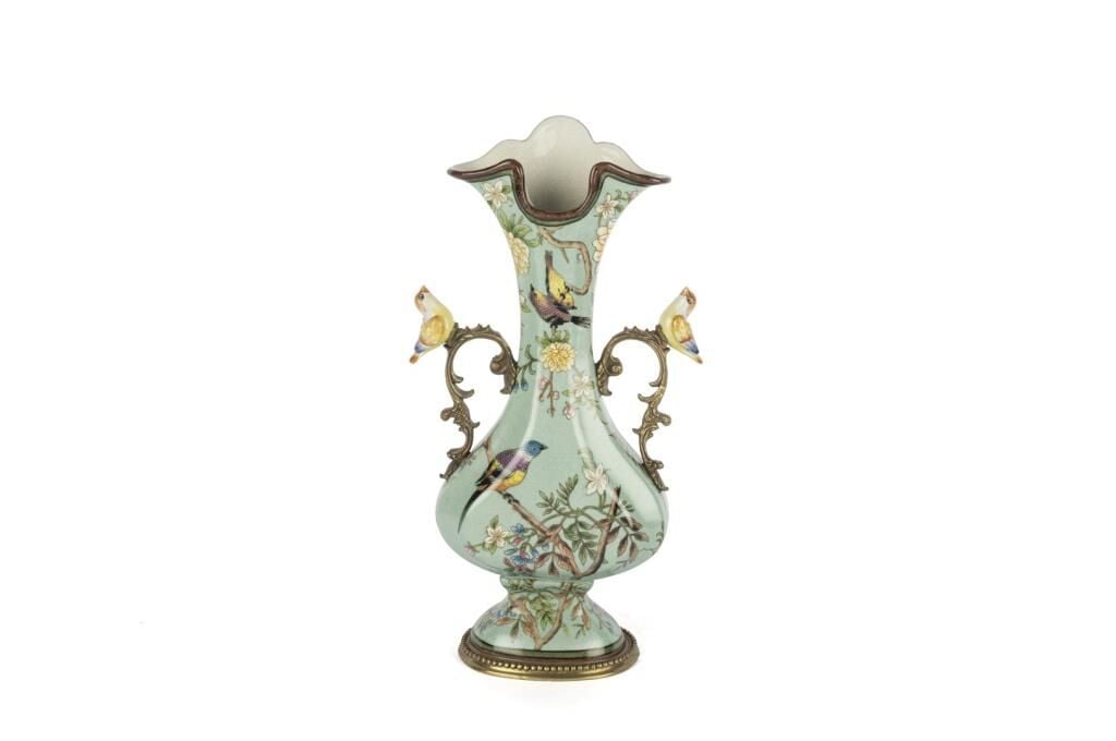 Mikasa Moor Yeşil Bronz Kuş Vazo 18x33cm