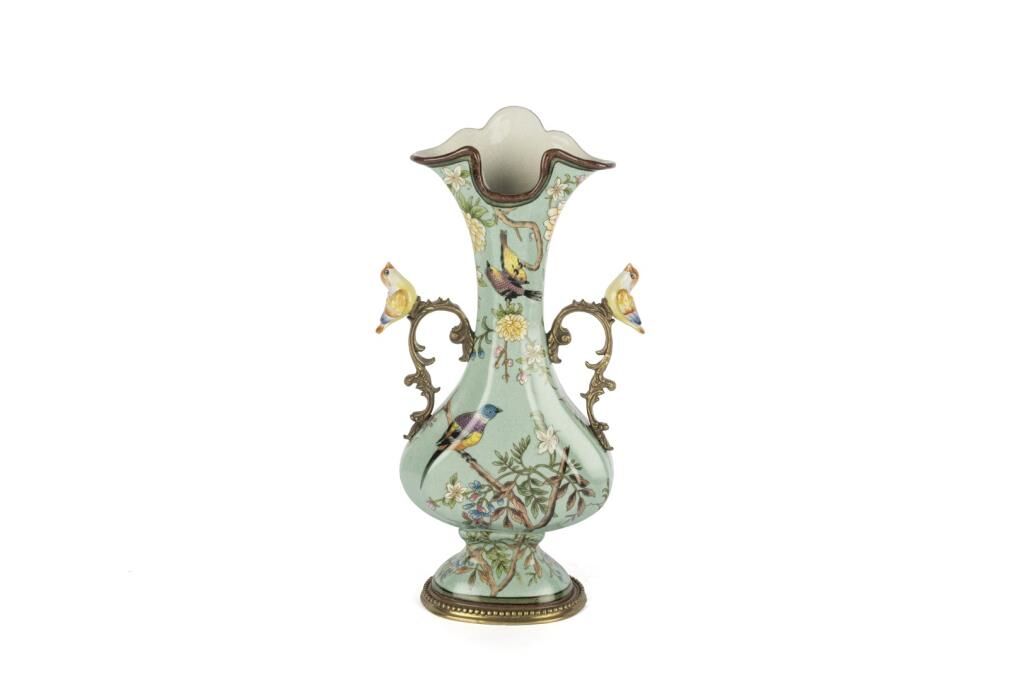 Mikasa Moor Yeşil Bronz Kuş Vazo 18x33cm