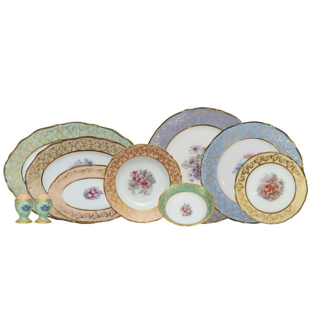 S.Clairy Colorful Flowers 74 Parça 12 Kişilik Yemek Takımı