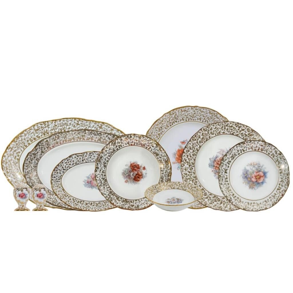 S.Clairy White Pearl Flowers 74 Parça 12 Kişilik Yemek Takımı