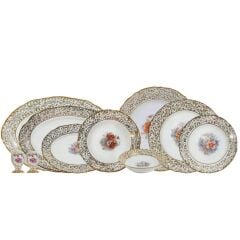 S.Clairy White Pearl Flowers 74 Parça 12 Kişilik Yemek Takımı