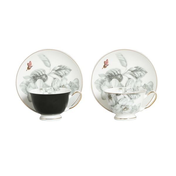Lucky Art Harmonia New Bone China Naturel Desenli 2li Kahve Fincanı Seti