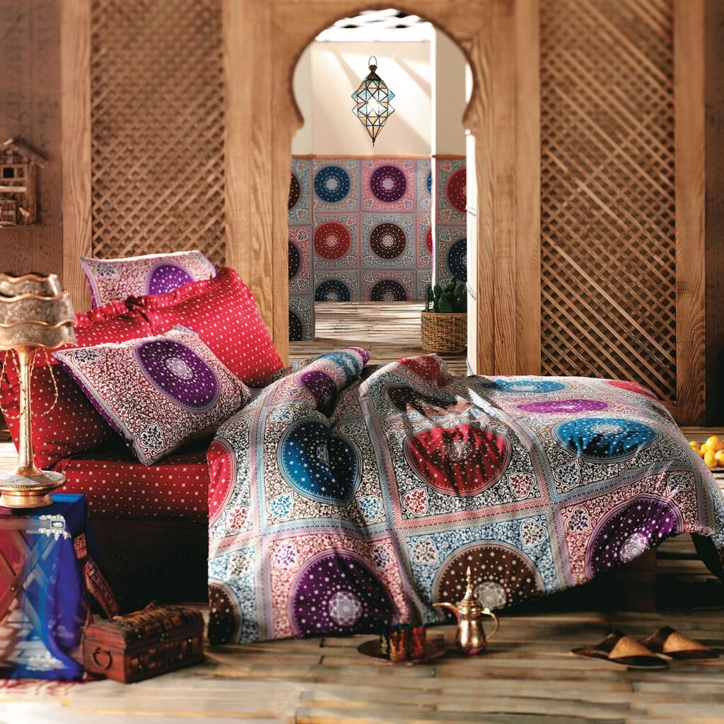 Sarev Arabesque Nostaljı Saten Nevresim Takımı Çift Kişilik 4Y D, Multi