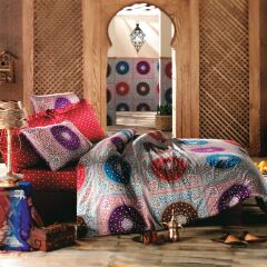 Sarev Arabesque Nostaljı Saten Nevresim Takımı Çift Kişilik 4Y D, Multi