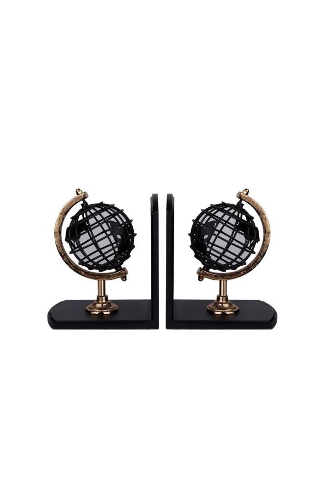 Lucky Art Siyah-Gold Dünya Kitaplık 32 Cm