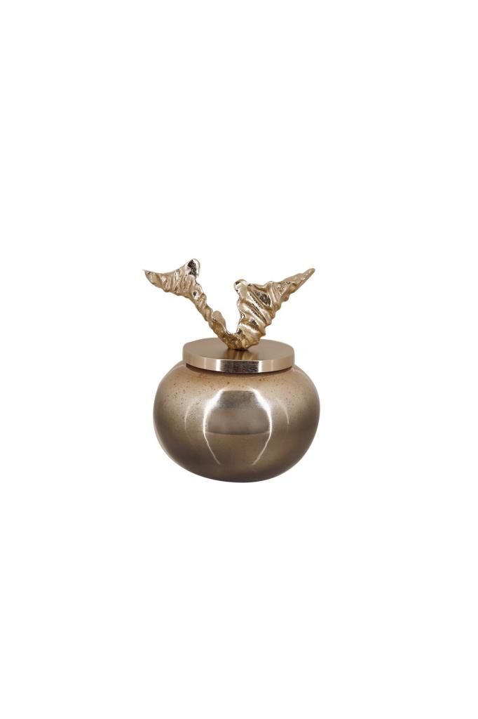 Lucky Art Gold Yapraklı Küp 30 Cm