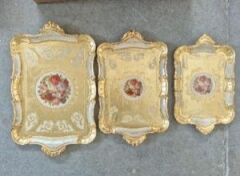 L&M 4/Tgfg-2 Gül Ağacı Fildişi Tepsi 37X22 Cm