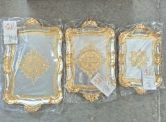 L&M 4/Or-4 Gül Ağacı Gold/Sılver Tepsi 50X30 Cm