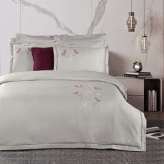 Sarev Papılıo Saten Nevresim Takımı Çift Kişilik 4Y D K, .Gri