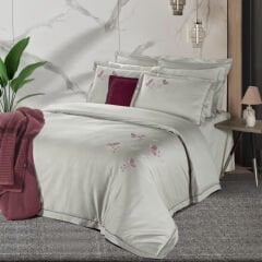 Sarev Papılıo Saten Nevresim Takımı Çift Kişilik 4Y D K, .Gri