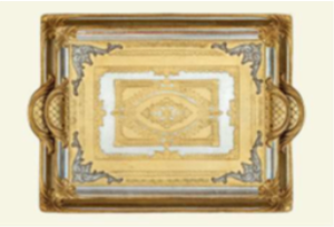 L&M 241/Fre-3 Gül Ağacı Gold/Sılver Tepsi 40X26 Cm