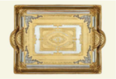 L&M 241/Fre-3 Gül Ağacı Gold/Sılver Tepsi 40X26 Cm