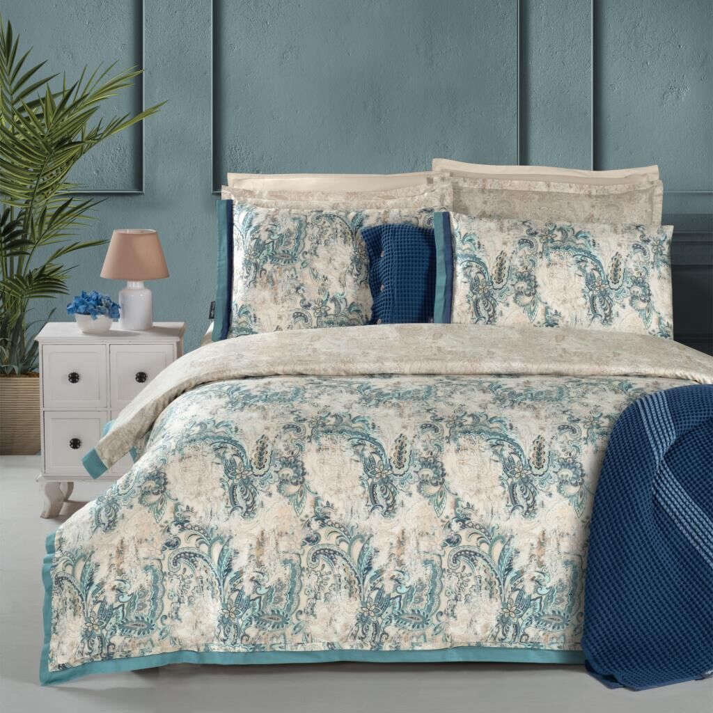 Sarev Grand Saten Nevresim Takımı Çift Kişilik 4Y D K, .Bej