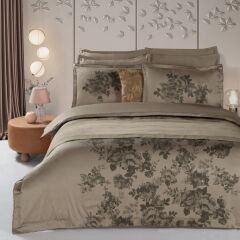 Sarev Lılı Marlen Saten Nevresim Takımı Çift Kişilik 4Y D K, Mocha