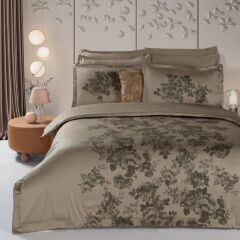 Sarev Lılı Marlen Saten Nevresim Takımı Çift Kişilik 4Y D K, Mocha