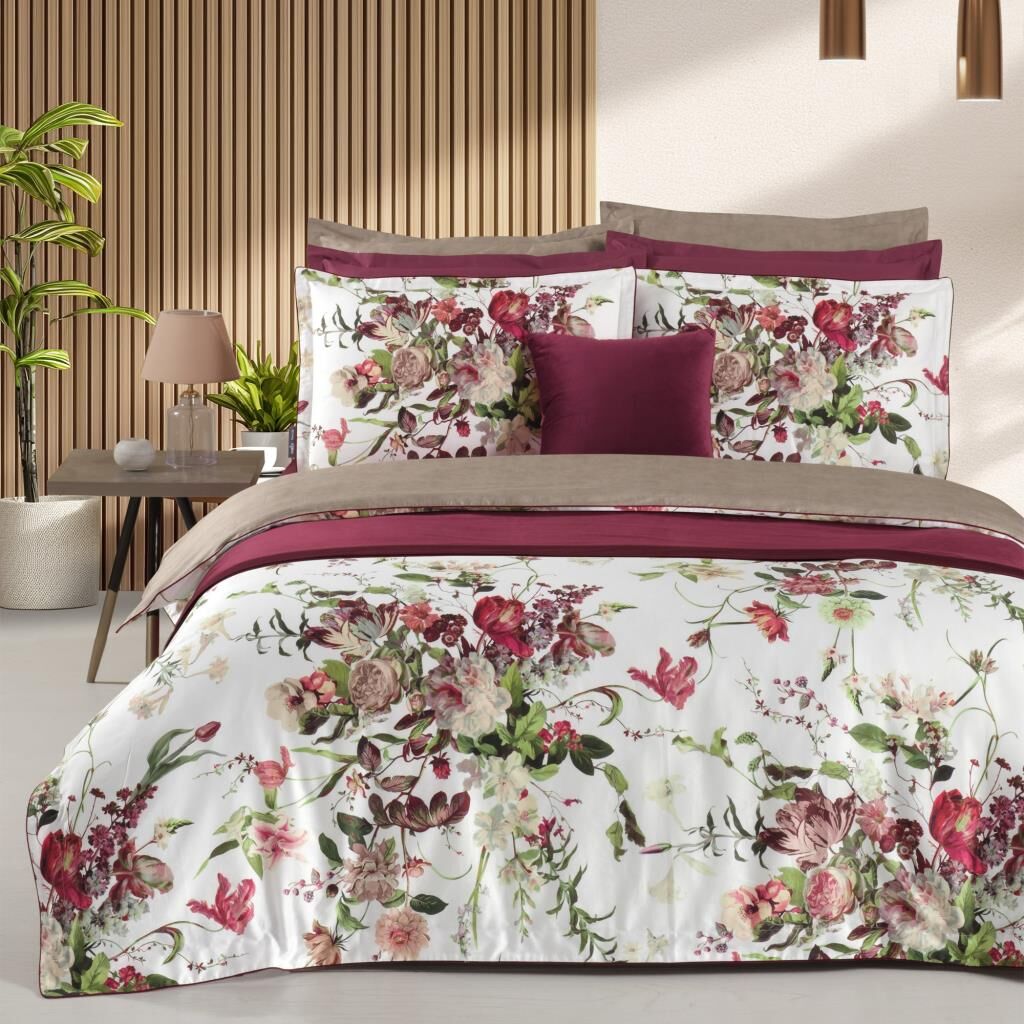 Sarev Bella Rose Saten Nevresim Takımı Çift Kişilik 4Y D K, Multi